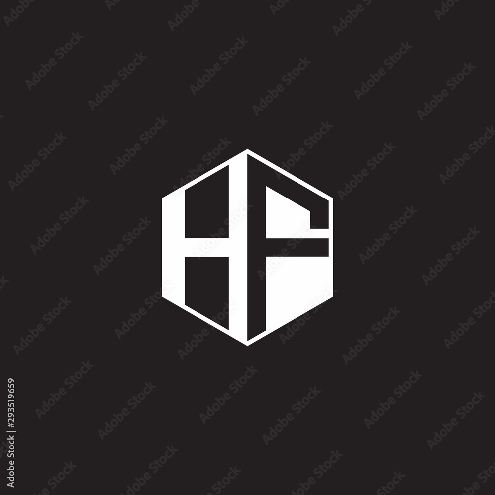 HF Logo monogram hexagon with black background negative space style HF Logo monogram hexagon with black background negative space style