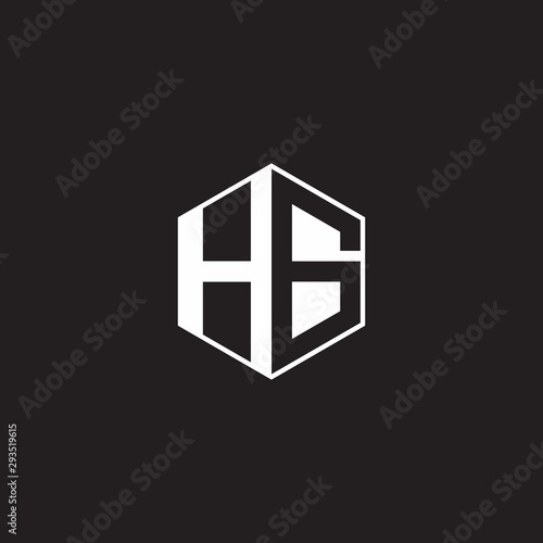 HG Logo monogram hexagon with black background negative space style