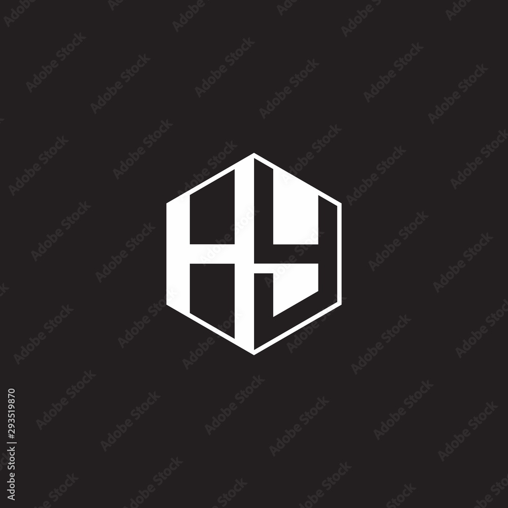 HY Logo monogram hexagon with black background negative space style HY Logo monogram hexagon with black background negative space style