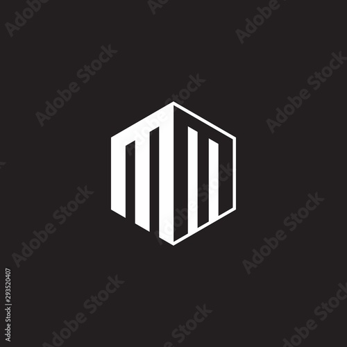 MM Logo monogram hexagon with black background negative space photo