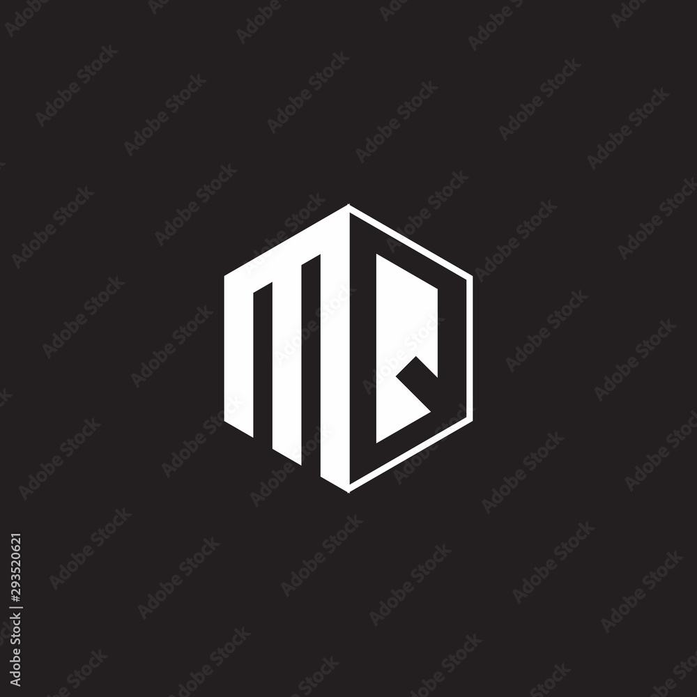 MQ Logo monogram hexagon with black background negative space style MQ Logo monogram hexagon with black background negative space style