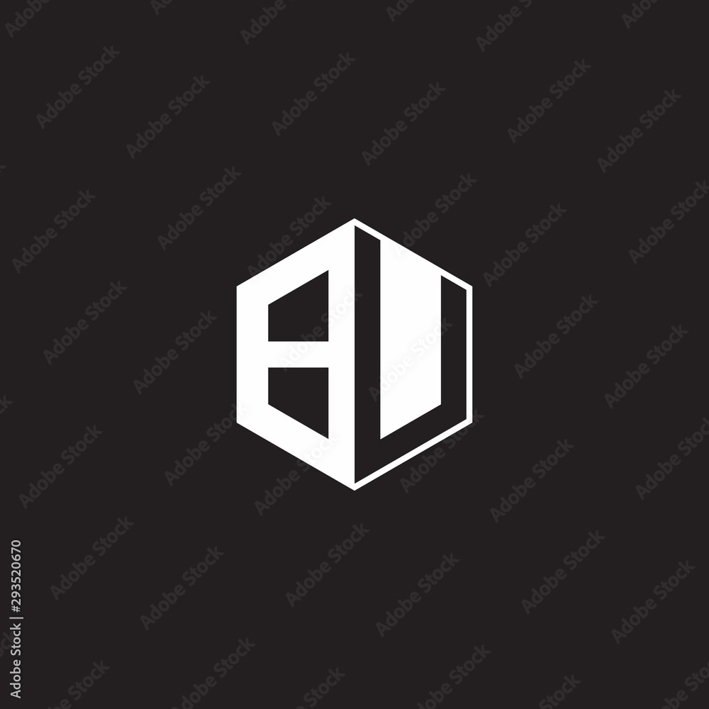 BU Logo monogram hexagon with black background negative space style BU Logo monogram hexagon with black background negative space style