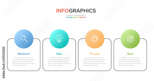 Infographic design with icons and 4 options or steps. Thin line vector. Infographics business concept. Can be used for info graphics, flow charts, presentations, web sites, banners, printed materials.