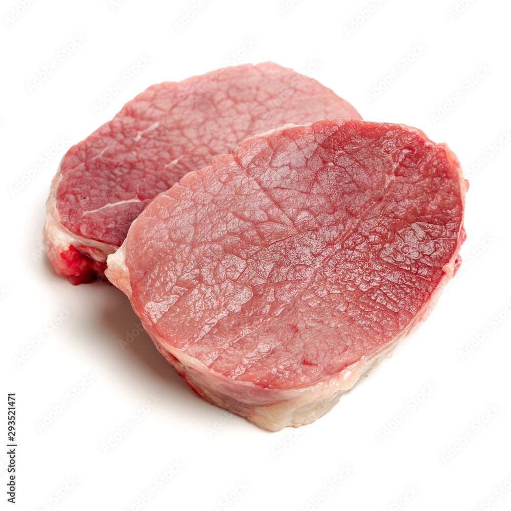 huge red meat chunk isolated over white background huge red meat chunk isolated over white background