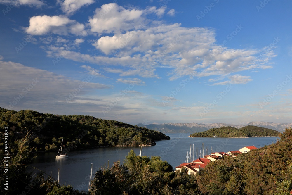 most protected natural harbor of Polace, Mljet Island, Croatia