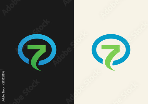 Number 7 logo template, number seven icon design