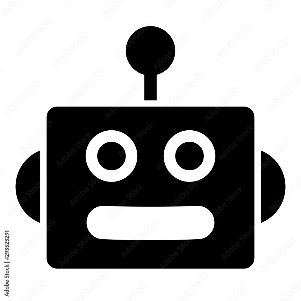 gz507 GrafikZeichnung german - Roboter Kopf Symbol: english - robot head icon: live chat / machine learning / artificial intelligence - simple template square - xxl Stock Illustration | Adobe Stock