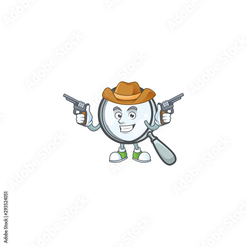 Cowboy design magnifying glass cartoon character style.
