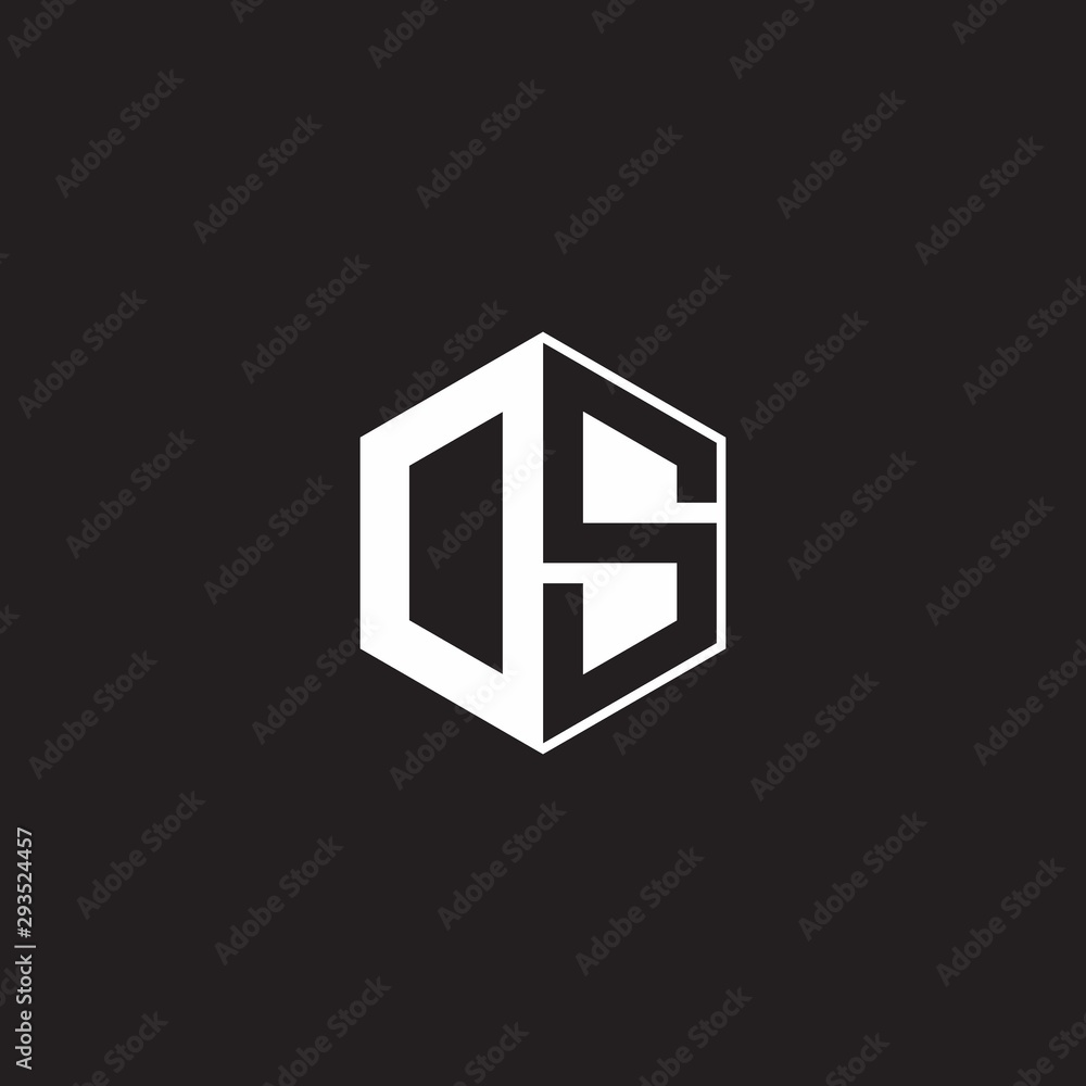 DS Logo monogram hexagon with black background negative space style DS Logo monogram hexagon with black background negative space style