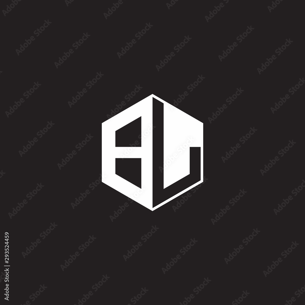 BL Logo monogram hexagon with black background negative space style BL Logo monogram hexagon with black background negative space style