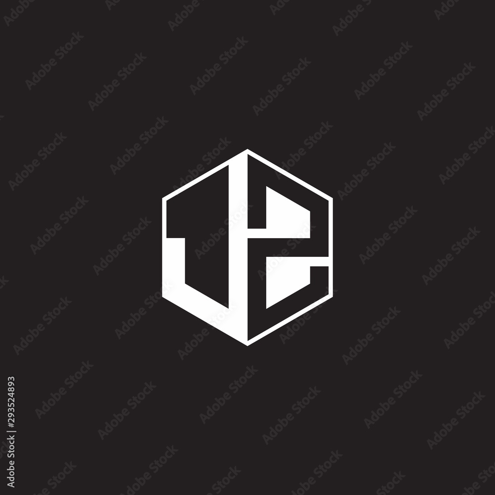 JZ Logo monogram hexagon with black background negative space style JZ Logo monogram hexagon with black background negative space style