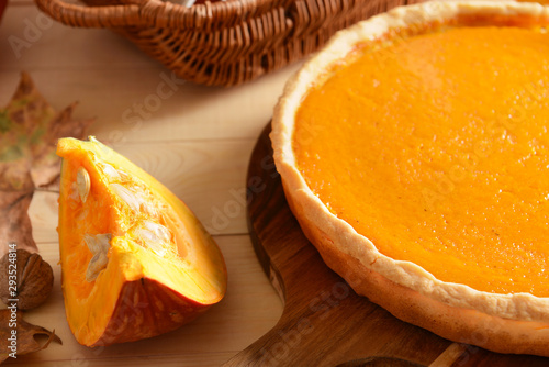 Homemade pumpkin pie and fr...