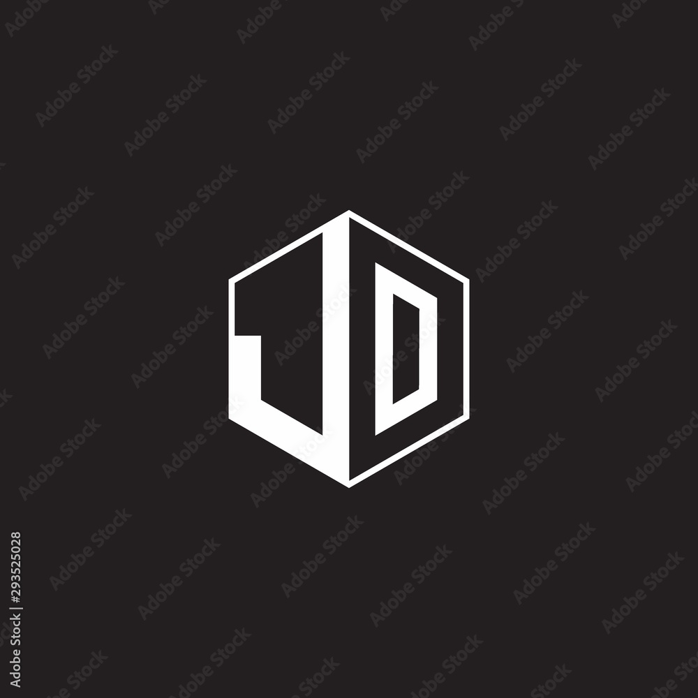 JO Logo monogram hexagon with black background negative space style JO Logo monogram hexagon with black background negative space style