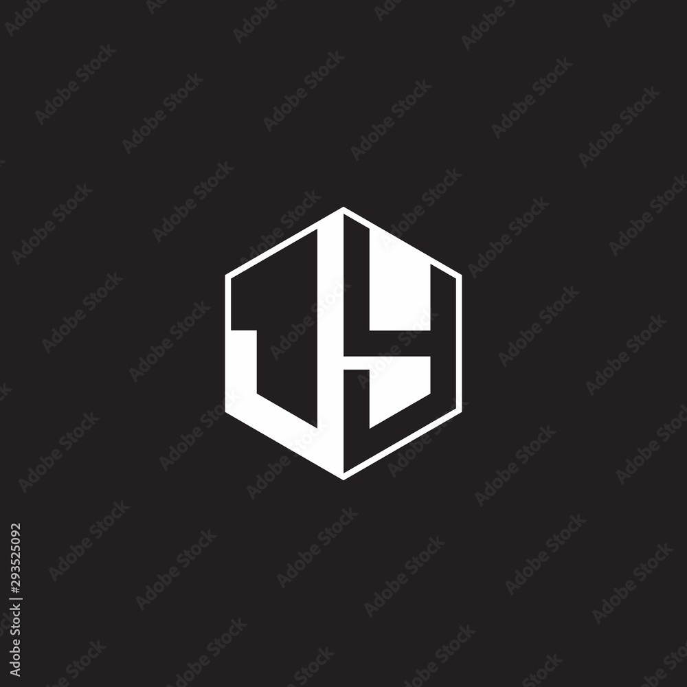 JY Logo monogram hexagon with black background negative space style JY Logo monogram hexagon with black background negative space style