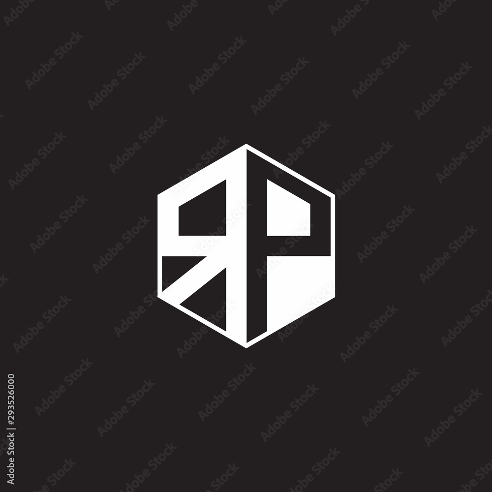 RP Logo monogram hexagon with black background negative space style RP Logo monogram hexagon with black background negative space style