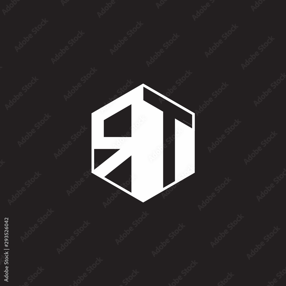 RU Logo monogram hexagon with black background negative space style RU Logo monogram hexagon with black background negative space style