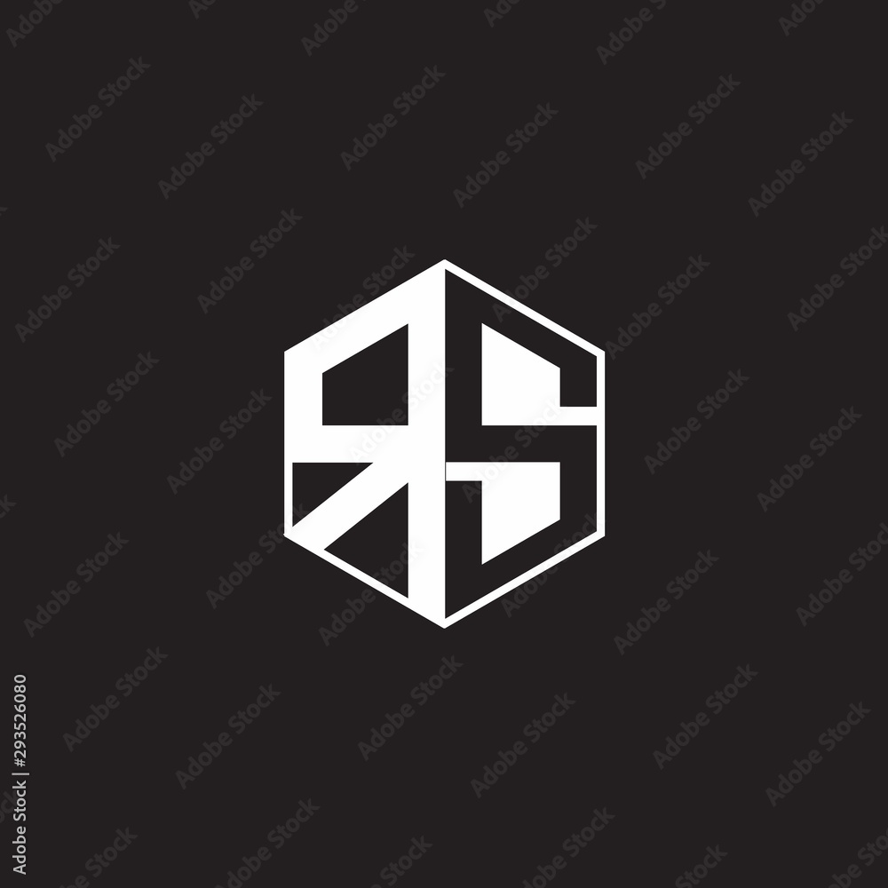 RS Logo monogram hexagon with black background negative space style RS Logo monogram hexagon with black background negative space style