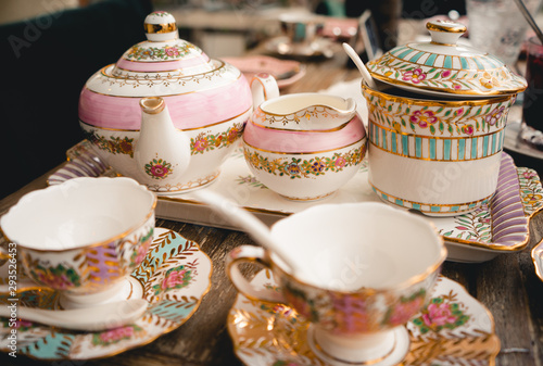 Vintage porcelain on the table