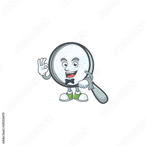 Waiter silver magnifying glass for research tool.