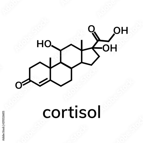 Stress hormone, cortisol chemical formula photo