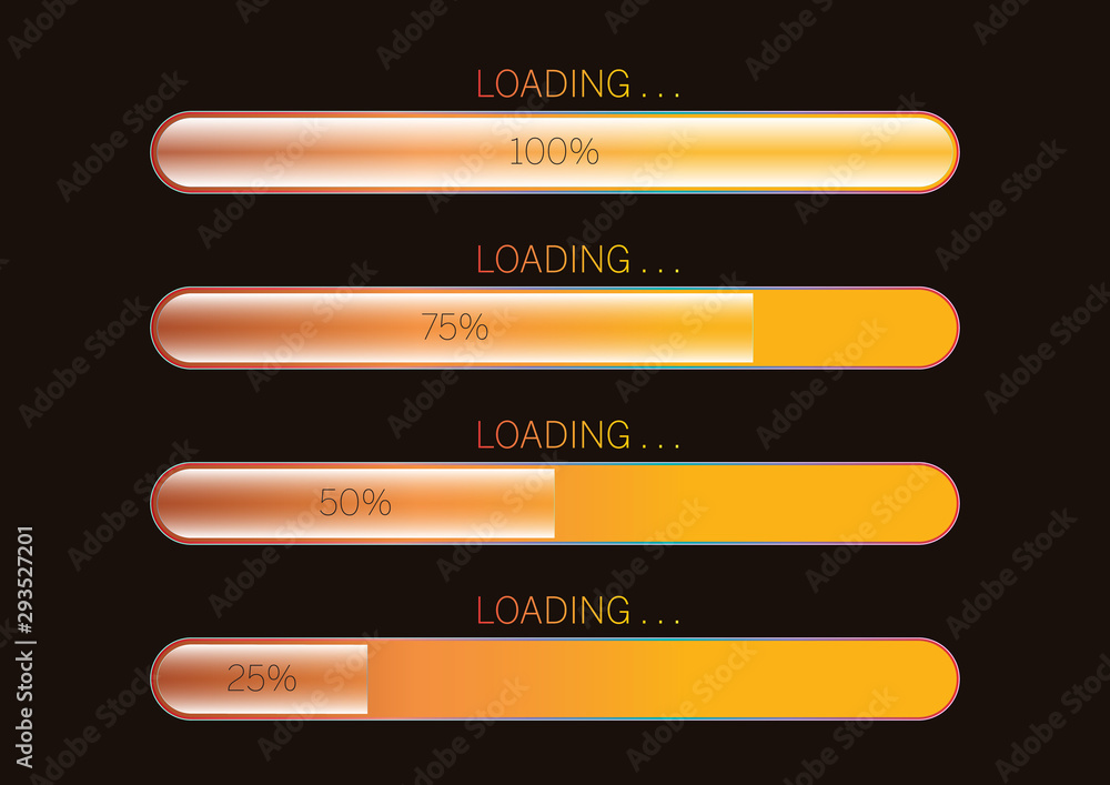 Yellow golden progress loading bar vector illustration Yellow golden progress loading bar vector illustration