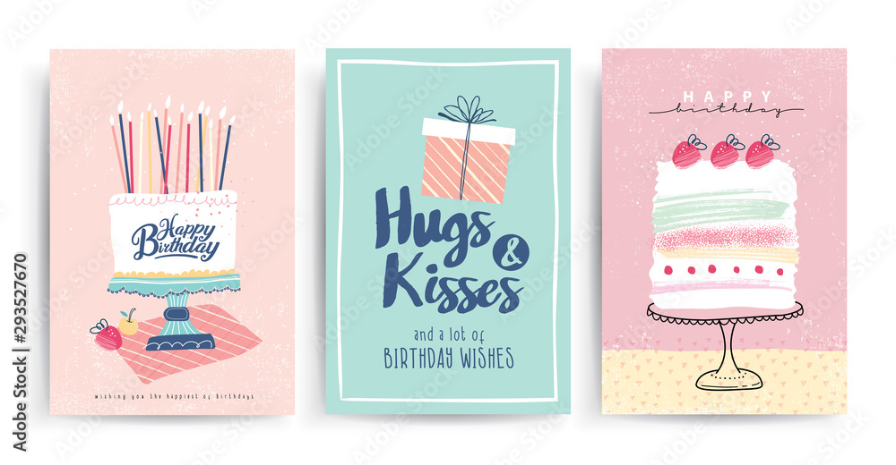 Plakat Set of birthday greeting cards design