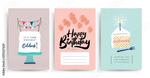 Print op canvas Set of birthday greeting cards design