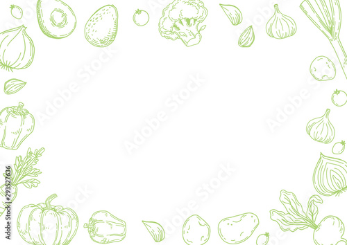 手描きイラスト　野菜背景(横)