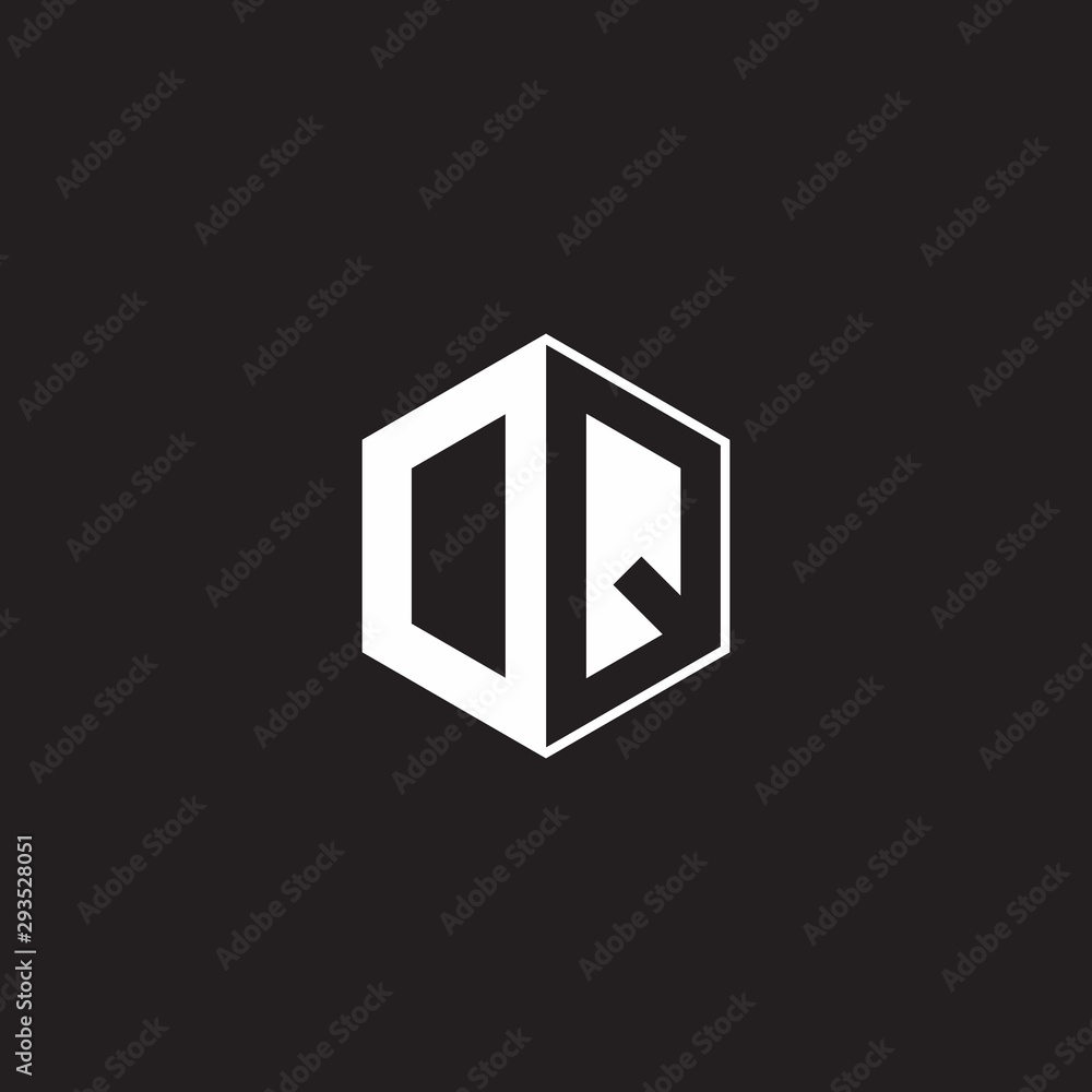 DQ Logo monogram hexagon with black background negative space style DQ Logo monogram hexagon with black background negative space style