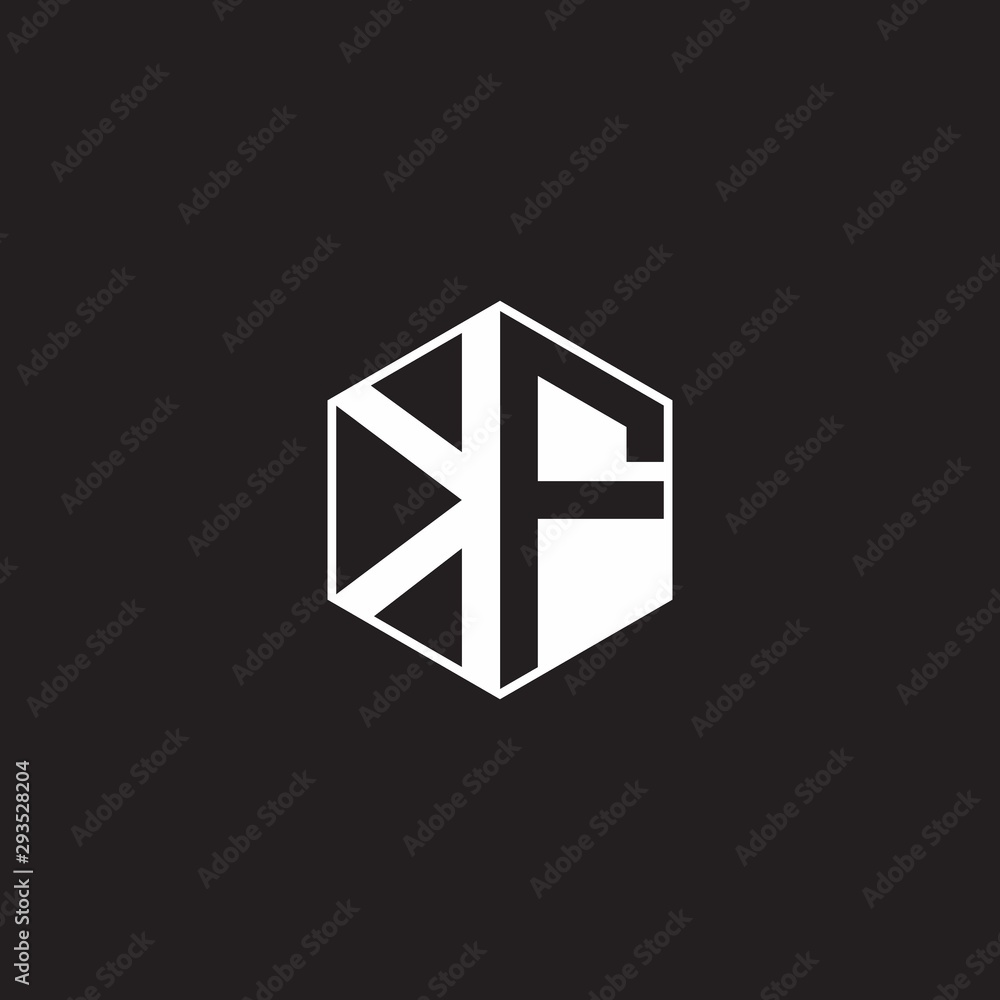 KF Logo monogram hexagon with black background negative space style KF Logo monogram hexagon with black background negative space style
