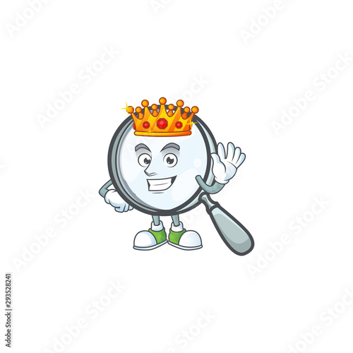 King magnifying glass cartoon character with mascot.