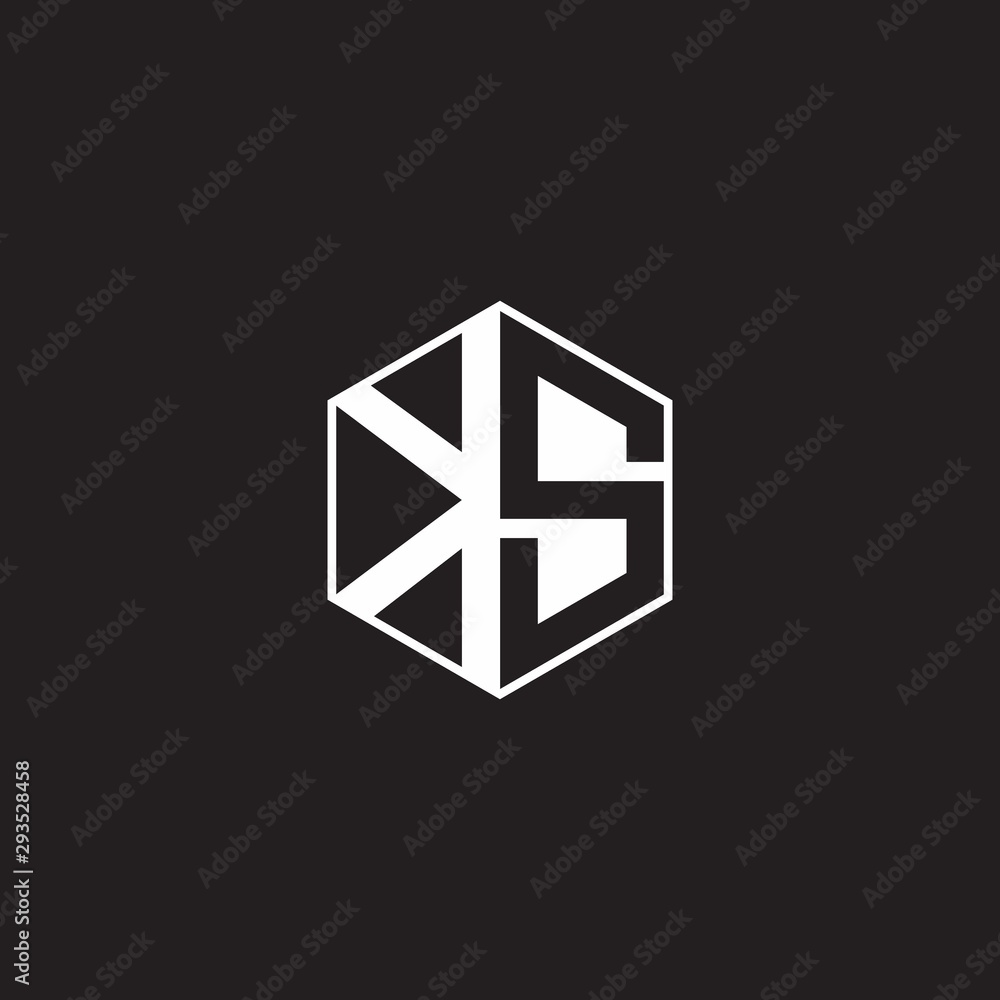 KS Logo monogram hexagon with black background negative space style KS Logo monogram hexagon with black background negative space style