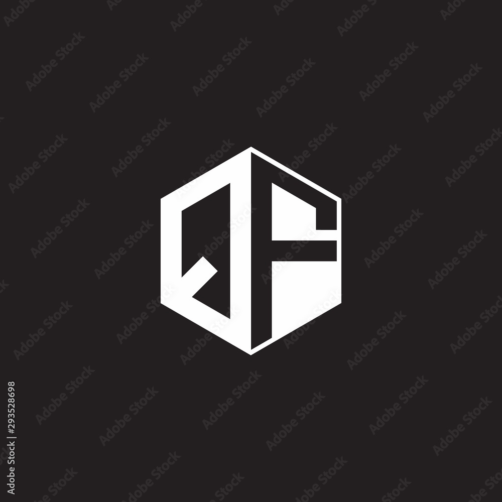 QF Logo monogram hexagon with black background negative space style QF Logo monogram hexagon with black background negative space style