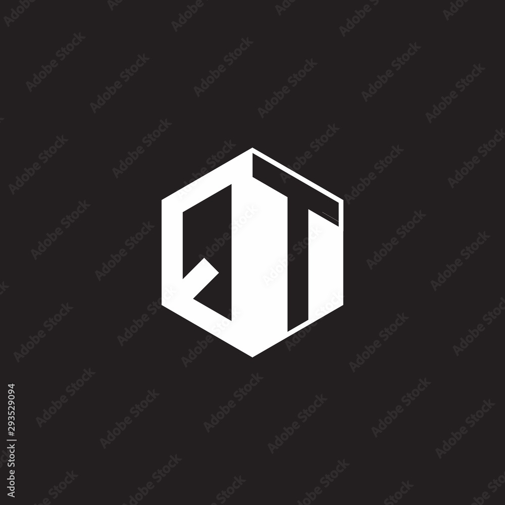 QT Logo monogram hexagon with black background negative space style QT Logo monogram hexagon with black background negative space style