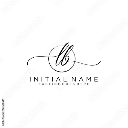 LB Initial handwriting logo with circle template vector.