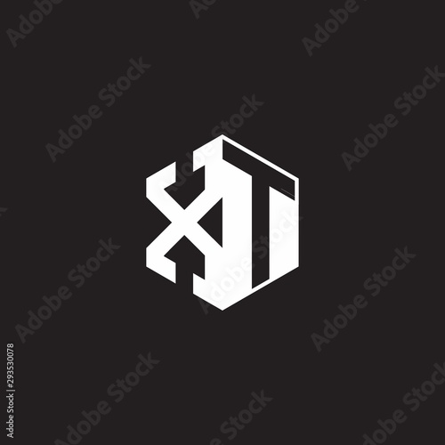 XT Logo monogram hexagon with black background negative space style