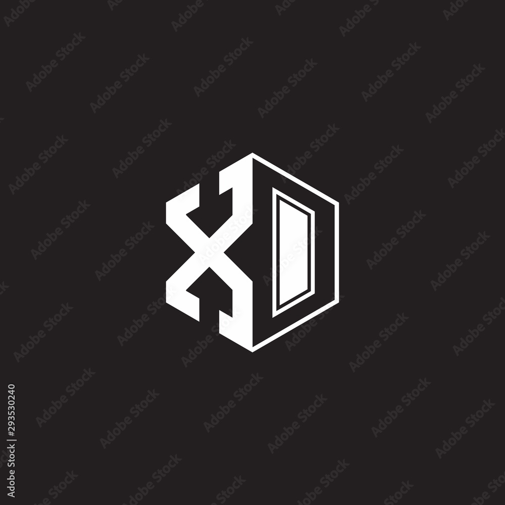 XO Logo monogram hexagon with black background negative space style XO Logo monogram hexagon with black background negative space style