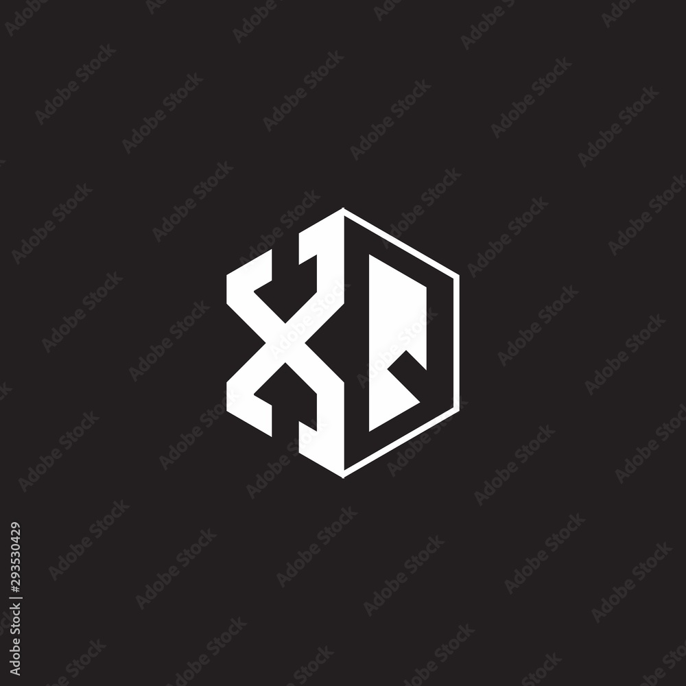 XQ Logo monogram hexagon with black background negative space style XQ Logo monogram hexagon with black background negative space style