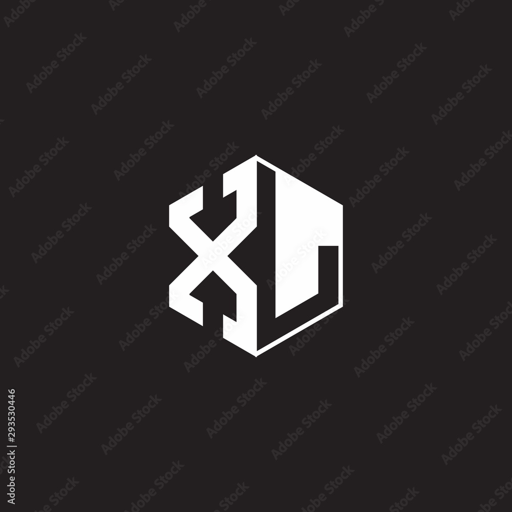 XL Logo monogram hexagon with black background negative space style XL Logo monogram hexagon with black background negative space style
