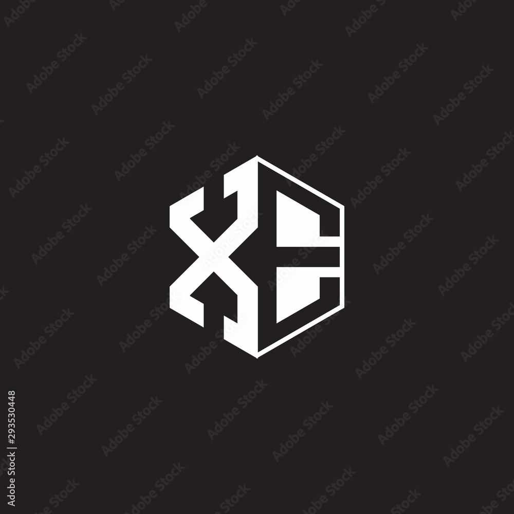 XE Logo monogram hexagon with black background negative space style XE Logo monogram hexagon with black background negative space style