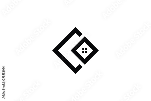 Letter C CO OC in vector for Real Estate , Property and Construction Logo design for business corporate sign. Minimal logo design template on white background.