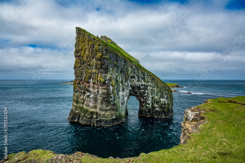 Spectacular view of Drangarnir gate, Faroe Islands photo
