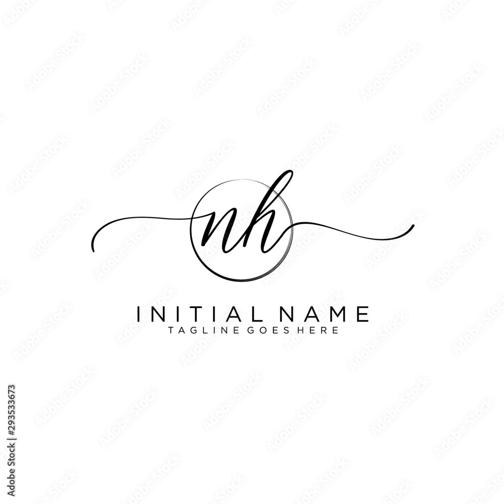 NH Initial handwriting logo with circle template vector. NH Initial handwriting logo with circle template vector.