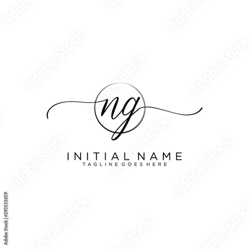 NG Initial handwriting logo with circle template vector.
