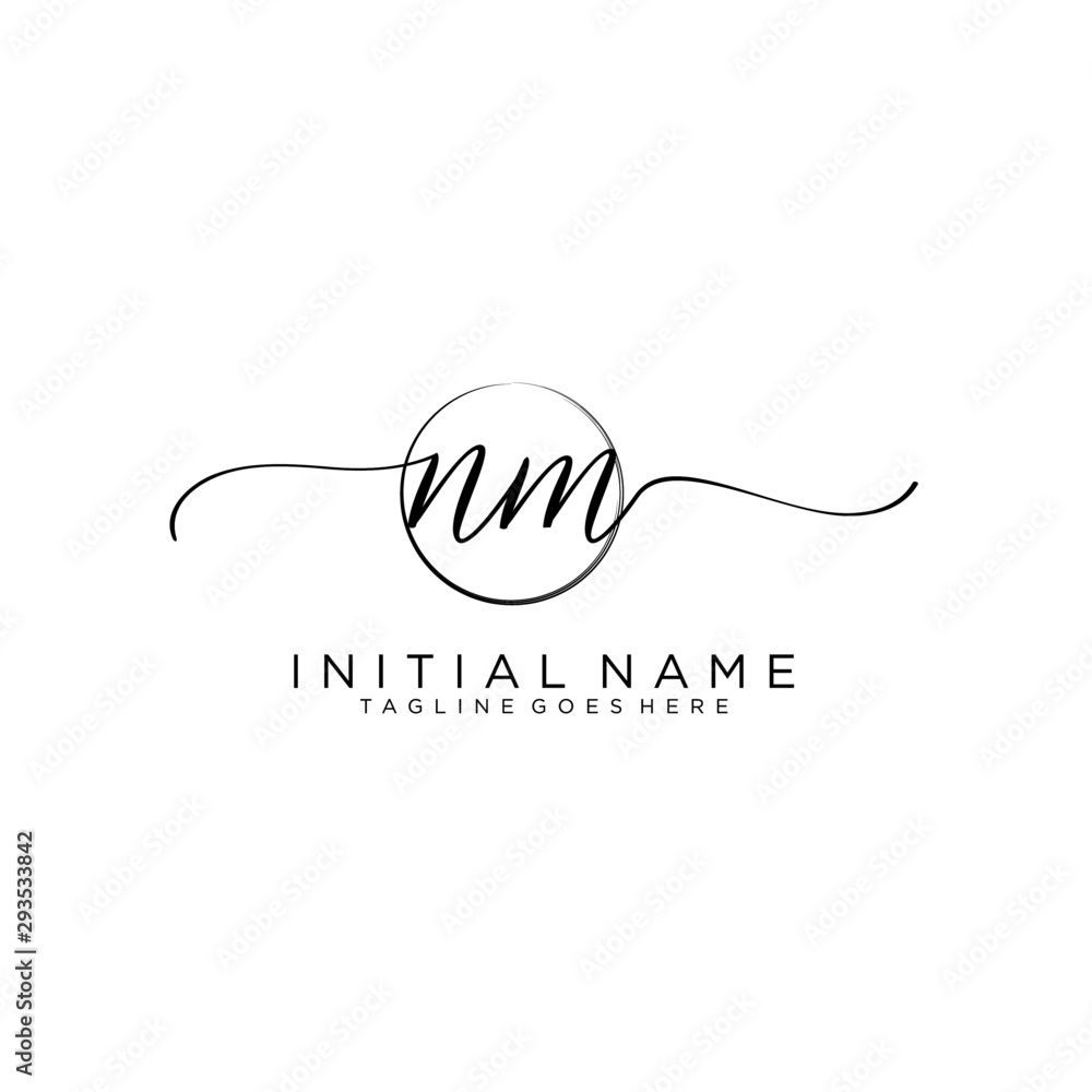NM Initial handwriting logo with circle template vector. NM Initial handwriting logo with circle template vector.