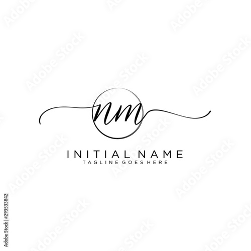 NM Initial handwriting logo with circle template vector.