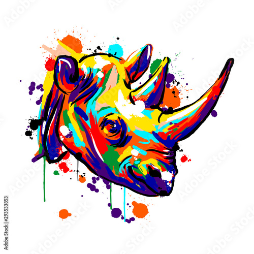 rhinoceros face, Savannah animals, rhinoceros colored, vector illustration photo