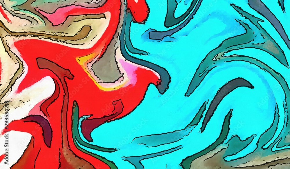 Fototapeta premium Psychedelic swirl flow acrylic painting background. Crazy juicy colors and marbled art effect. 