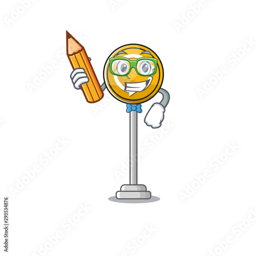 Student roundabout ahead character isolated the cartoon