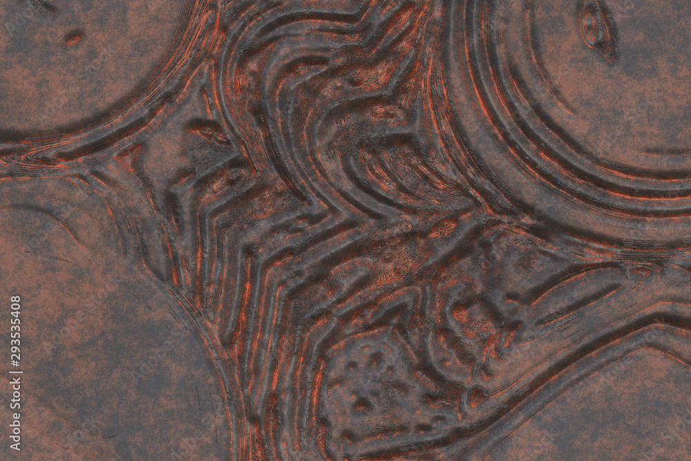 3D vintage metal work- antique metal. Corrosion background- pattern abstract